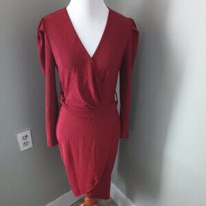 Red Sparkly Wrap Dress Special Occasion S Small